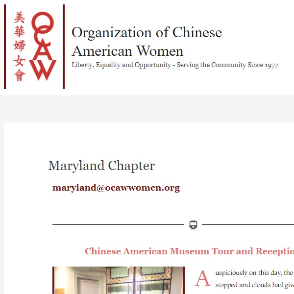 Chinese Organization in Maryland - Organization of Chinese American Women Maryland